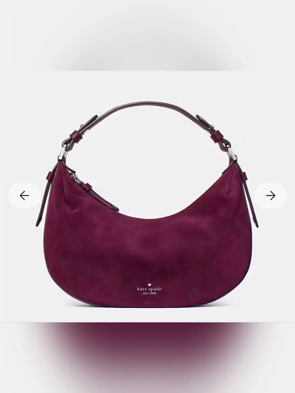 Kate Spade Deep Cherry Selene Suede Shoulder Bag NWT